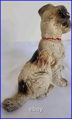 Vintage Hubley Cast Iron Wire Hair Fox Terrier Dog 5 Doorstop Bookend