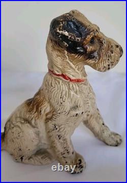 Vintage Hubley Cast Iron Wire Hair Fox Terrier Dog 5 Doorstop Bookend