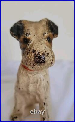 Vintage Hubley Cast Iron Wire Hair Fox Terrier Dog 5 Doorstop Bookend