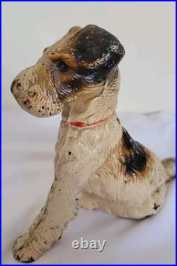 Vintage Hubley Cast Iron Wire Hair Fox Terrier Dog 5 Doorstop Bookend