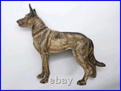 Vintage Hubley German Shepherd Door Stop Cast Iron 1930s Great Condition