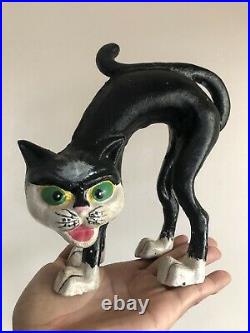 Vintage Hubley Halloween Archie Black Cat Cast Iron Door Stop Garden Sculpture