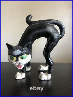 Vintage Hubley Halloween Archie Black Cat Cast Iron Door Stop Garden Sculpture