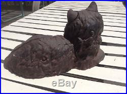 Vintage Hubley Mold Signed Iron Art Cast Iron Doorstop-black Cat Green Eyes