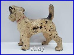 Vintage Hubley Painted Cast Iron Wire Hair Fox Terrier Art Statue Door Stop