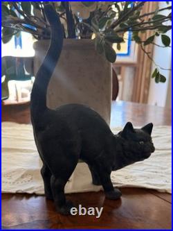 Vintage Hubley Scardey Cat Black Cat Cast Iron Doorstop Arched Back Halloween