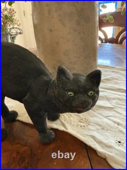 Vintage Hubley Scardey Cat Black Cat Cast Iron Doorstop Arched Back Halloween
