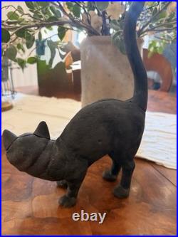 Vintage Hubley Scardey Cat Black Cat Cast Iron Doorstop Arched Back Halloween