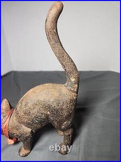 Vintage Hubley Style Hunchback Black Cat Cast Iron Mold Door Stop Kitty Decor
