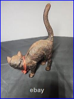 Vintage Hubley Style Hunchback Black Cat Cast Iron Mold Door Stop Kitty Decor