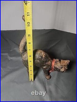 Vintage Hubley Style Hunchback Black Cat Cast Iron Mold Door Stop Kitty Decor