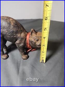 Vintage Hubley Style Hunchback Black Cat Cast Iron Mold Door Stop Kitty Decor