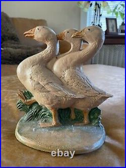 Vintage Hubley Three Geese Cast Iron Doorstop #457