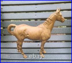 Vintage Hubley Toys Cast Iron Horse Figure Equestrian DoorStop Painted Gold