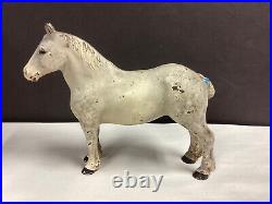 Vintage Hulbey Cast Iron Gray Percheron Horse Door Stop with Orig Paint