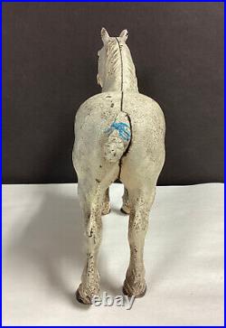 Vintage Hulbey Cast Iron Gray Percheron Horse Door Stop with Orig Paint