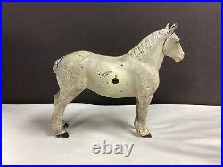 Vintage Hulbey Cast Iron Gray Percheron Horse Door Stop with Orig Paint