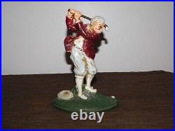 Vintage John Wright 9 3/4 High Old Man Golf Golfer Cast Iron Door Stop