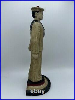Vintage LITTCO 13 1/2 TALL CAST IRON SAILOR DOORSTOP 8 LBS Original Paint