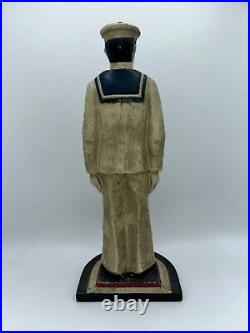 Vintage LITTCO 13 1/2 TALL CAST IRON SAILOR DOORSTOP 8 LBS Original Paint
