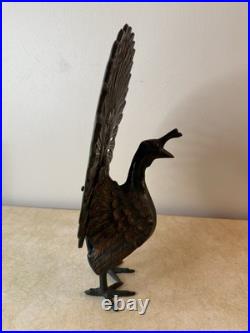 Vintage Large Cast Iron Peacock Doorstop Painted Green and Gold 14.5 Inches Vintage Large Cast Iron Peacock Doorstop Painted Green and Gold 14.5 Inches