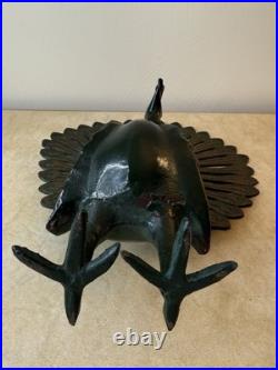 Vintage Large Cast Iron Peacock Doorstop Painted Green and Gold 14.5 Inches Vintage Large Cast Iron Peacock Doorstop Painted Green and Gold 14.5 Inches