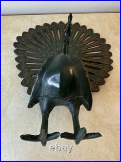 Vintage Large Cast Iron Peacock Doorstop Painted Green and Gold 14.5 Inches Vintage Large Cast Iron Peacock Doorstop Painted Green and Gold 14.5 Inches