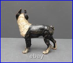 Vintage Large Hubley Cast Iron 10 Boston Terrier Door Stop Statue Dog Figure