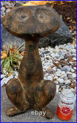 Vintage MCM Cast Iron Cat Sculpture Door Stop Mid Century Modern 1960s Metalwork
