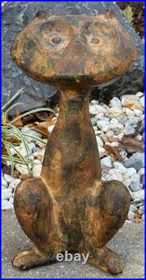 Vintage MCM Cast Iron Cat Sculpture Door Stop Mid Century Modern 1960s Metalwork
