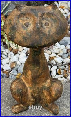 Vintage MCM Cast Iron Cat Sculpture Door Stop Mid Century Modern 1960s Metalwork