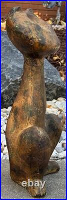 Vintage MCM Cast Iron Cat Sculpture Door Stop Mid Century Modern 1960s Metalwork