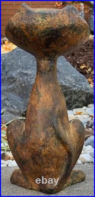 Vintage MCM Cast Iron Cat Sculpture Door Stop Mid Century Modern 1960s Metalwork