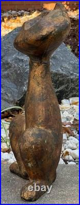 Vintage MCM Cast Iron Cat Sculpture Door Stop Mid Century Modern 1960s Metalwork