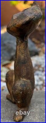 Vintage MCM Cast Iron Cat Sculpture Door Stop Mid Century Modern 1960s Metalwork