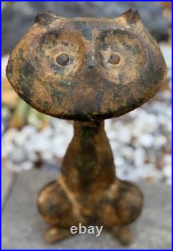 Vintage MCM Cast Iron Cat Sculpture Door Stop Mid Century Modern 1960s Metalwork