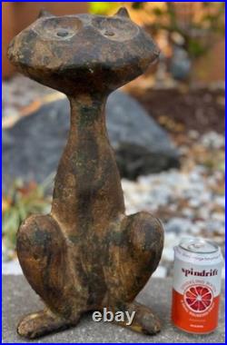 Vintage MCM Cast Iron Cat Sculpture Door Stop Mid Century Modern 1960s Metalwork