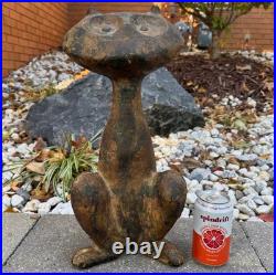 Vintage MCM Cast Iron Cat Sculpture Door Stop Mid Century Modern 1960s Metalwork