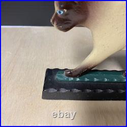 Vintage Mid 20th Century Cast Iron Doorstop Siamese Cat Original Paint
