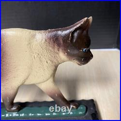 Vintage Mid 20th Century Cast Iron Doorstop Siamese Cat Original Paint