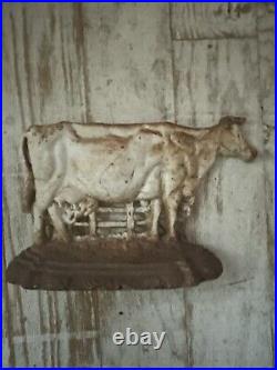 Vintage Old Cast Iron Cow Door Stop Large