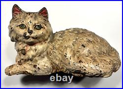 Vintage Original Hubley Cast Iron Cat Doorstop. Embosed Hubley