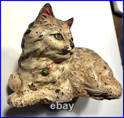 Vintage Original Hubley Cast Iron Cat Doorstop. Embosed Hubley