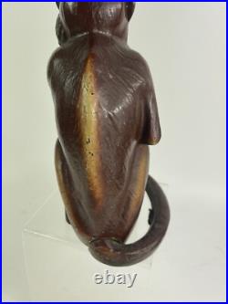 Vintage Orignal Hubley Monkey Cast Iron Doorstop Sitting With Curled Tail