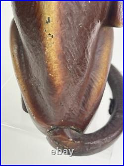 Vintage Orignal Hubley Monkey Cast Iron Doorstop Sitting With Curled Tail