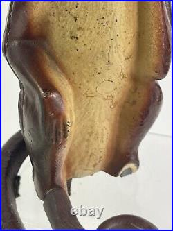 Vintage Orignal Hubley Monkey Cast Iron Doorstop Sitting With Curled Tail