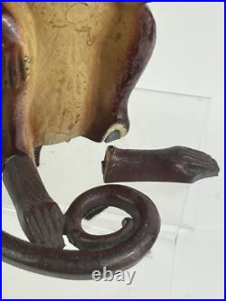 Vintage Orignal Hubley Monkey Cast Iron Doorstop Sitting With Curled Tail