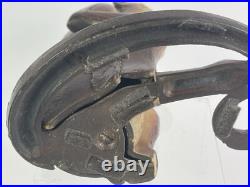 Vintage Orignal Hubley Monkey Cast Iron Doorstop Sitting With Curled Tail