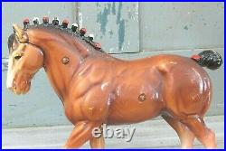 Vintage Painted CAST IRON Clydesdale Percheron Show Horse Door Stop Figure Heavy