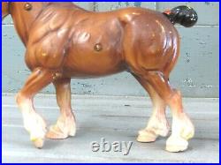 Vintage Painted CAST IRON Clydesdale Percheron Show Horse Door Stop Figure Heavy